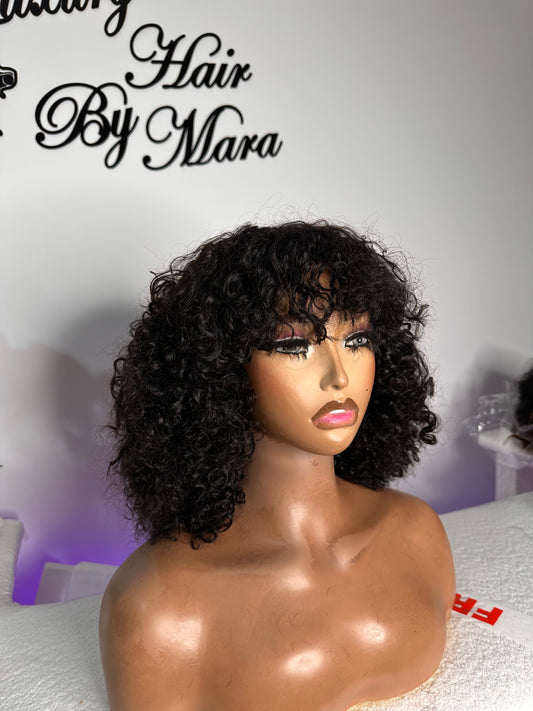 16 inches SDD curly fringe wig