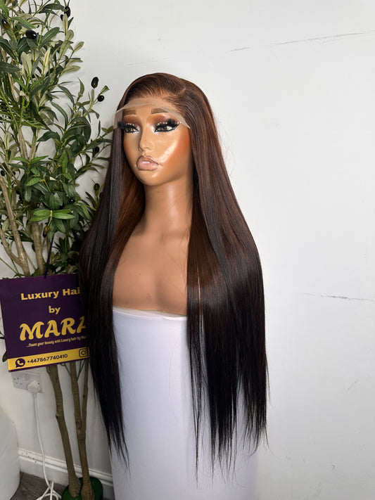 26 inches SDD Vietnamese bone straight , brown ombre black colour,350g  with 5by5 closure. 100% human hair.