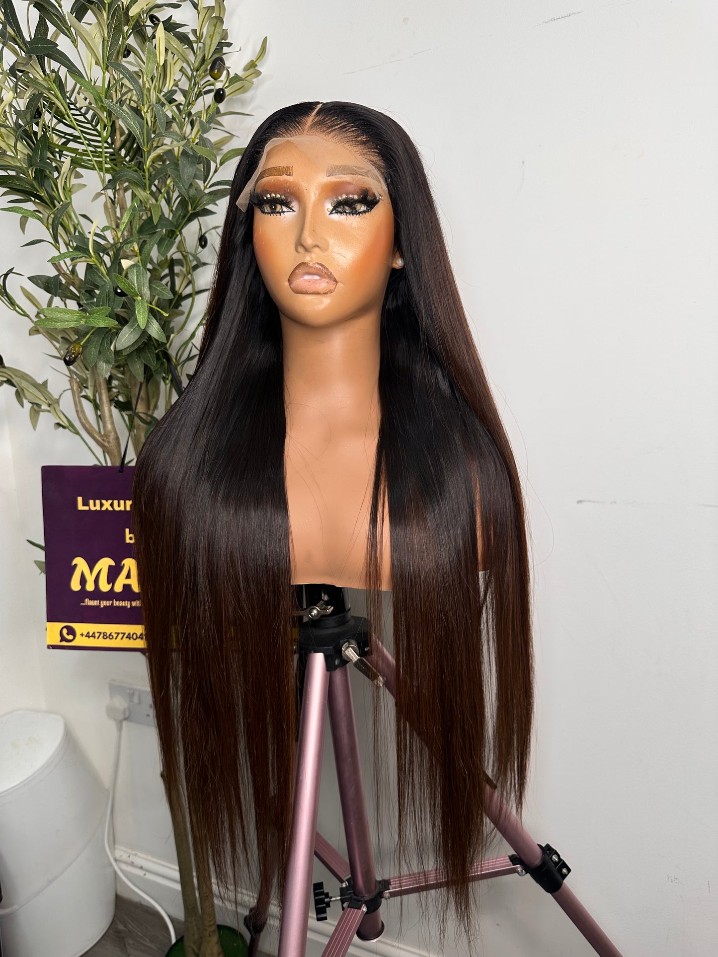 26 inches Super double drawn Vietnamese bone straight wig, 350g with 5by5 glueless closure. Ombre brown. 100% human hair. Luxury unit.