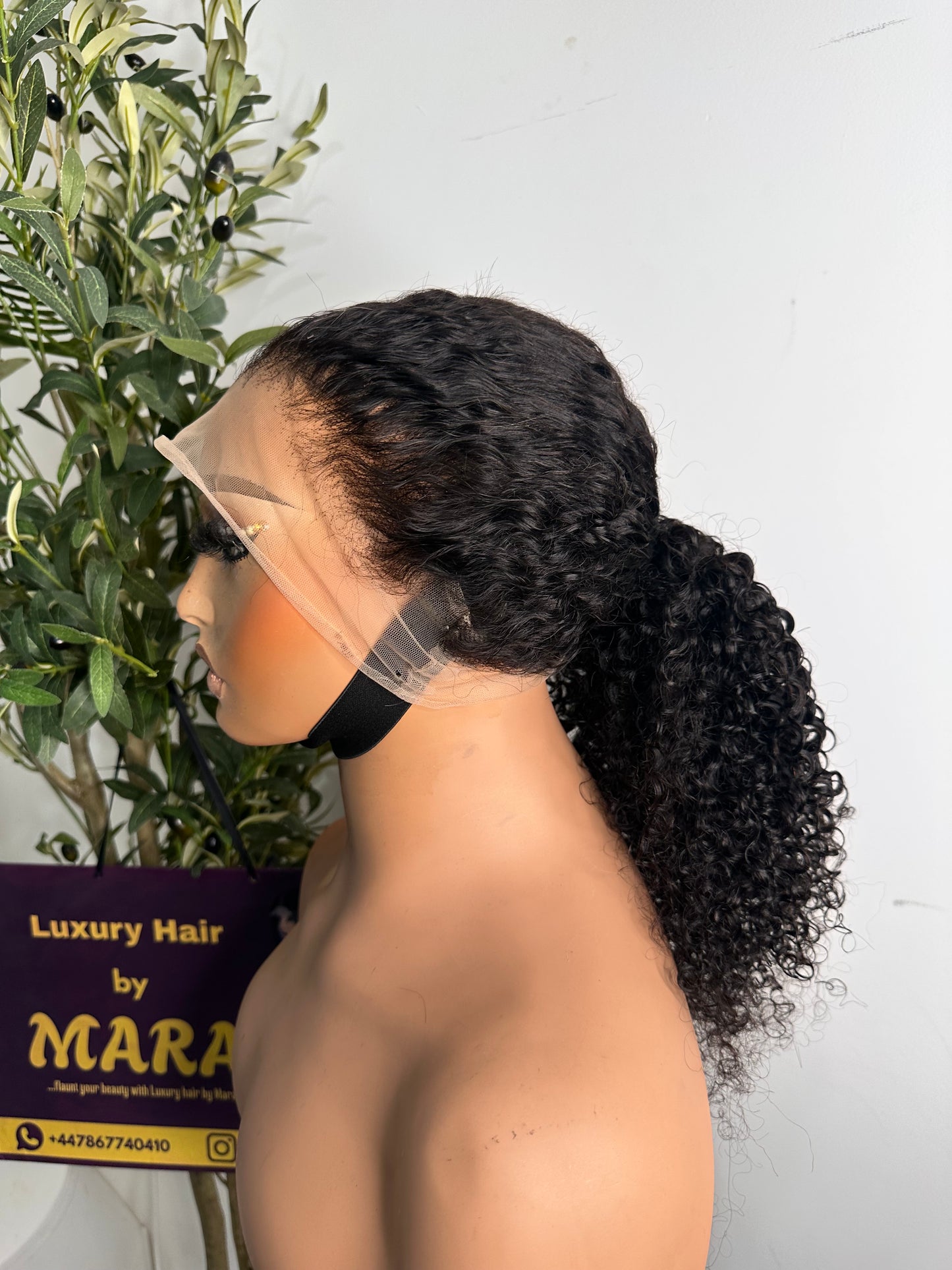 360 lace wig curly unit, 16 inches, natural colour, need glue for installation ( not glue-less)