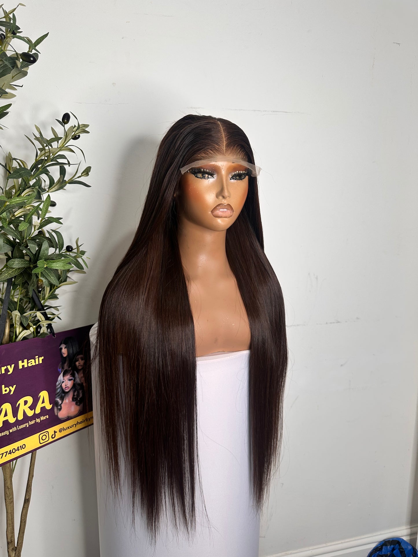 26 inches SDD Vietnamese bone straight wig with 5by5 glueless closure, chocolate brown , 100% human hair. 350 density.